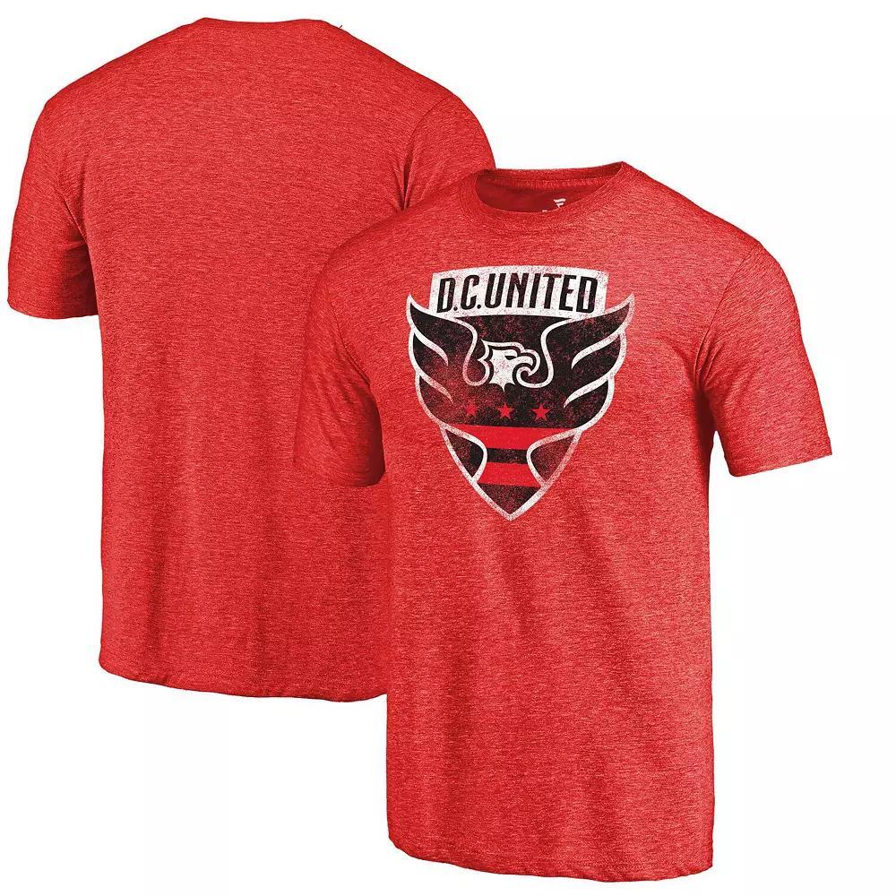 Mens Fanatics Branded Red D.C. United Primary Logo Distressed Tri-Blend T-Shirt Product Image