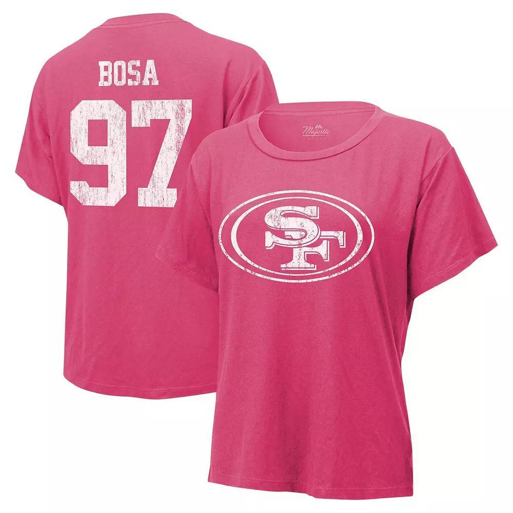 Women's Majestic Threads Nick Bosa Pink San Francisco 49ers Name & Number T-Shirt, Size: Small Product Image