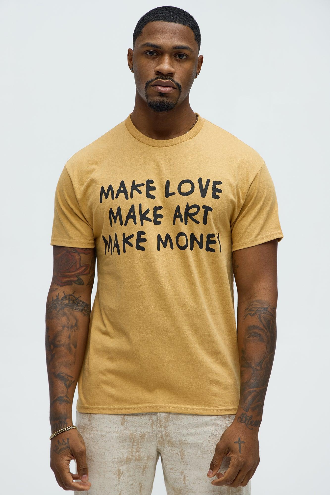 Make Actions Short Sleeve Crew Neck T shirt - Mustard Product Image