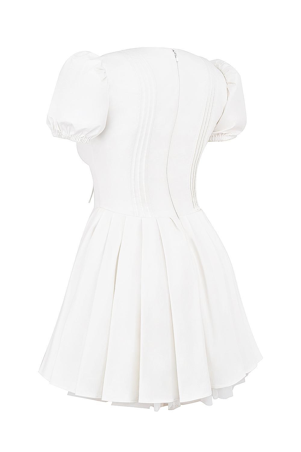 Imani  white pleated cotton mini dress Product Image