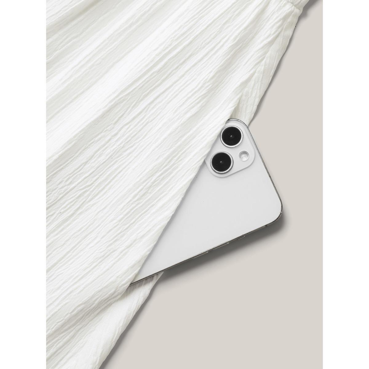Plus Size Neck Cut-Out Pockets A-Line Midi Dress WhiteSmoke Women Resort Woven ribbon&lace trim Round Neck Sleeveless Curvy BloomChic 12/L Product Image