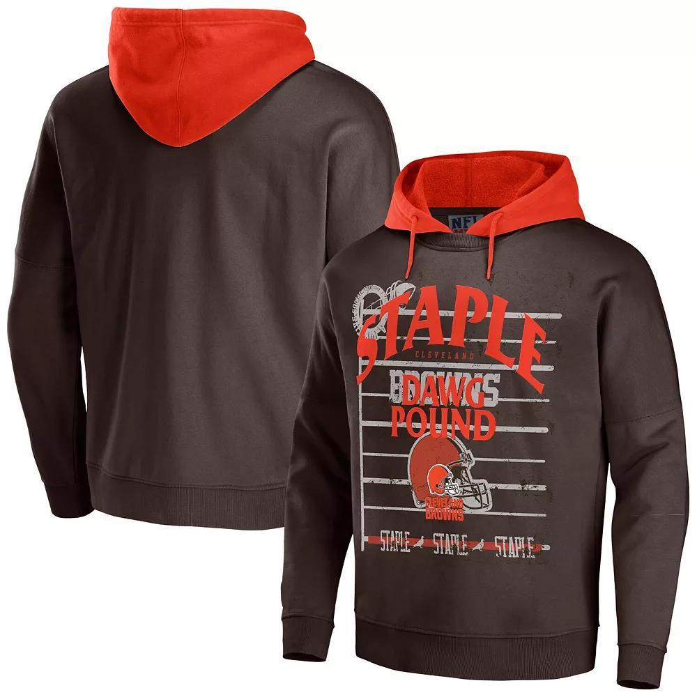 Men's NFL x Staple Brown Cleveland Browns Throwback Vintage Wash Pullover Hoodie, Size: 2XL Product Image