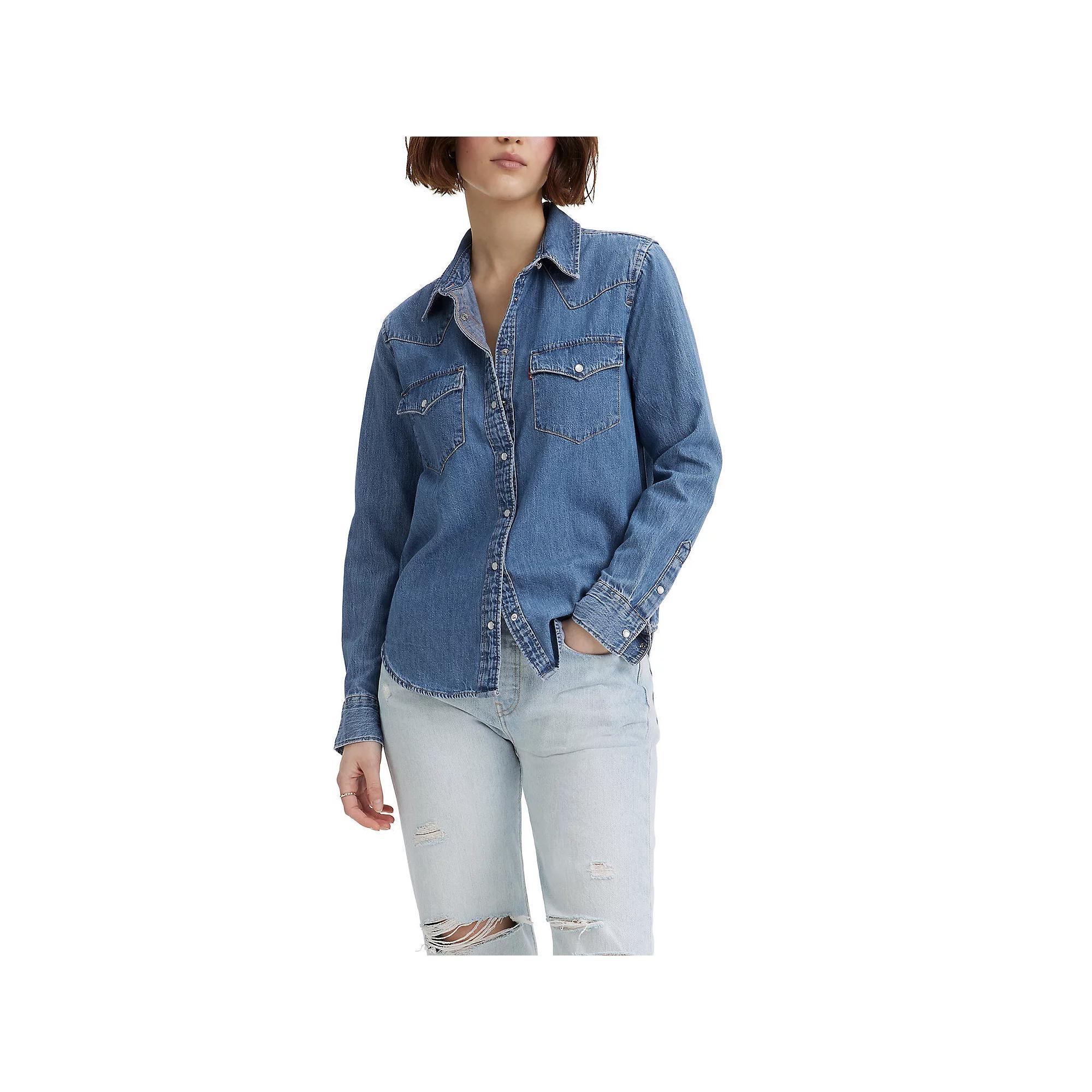Women's Levi's® Western Denim Shirt, Size: Medium, Mighty Fine Product Image