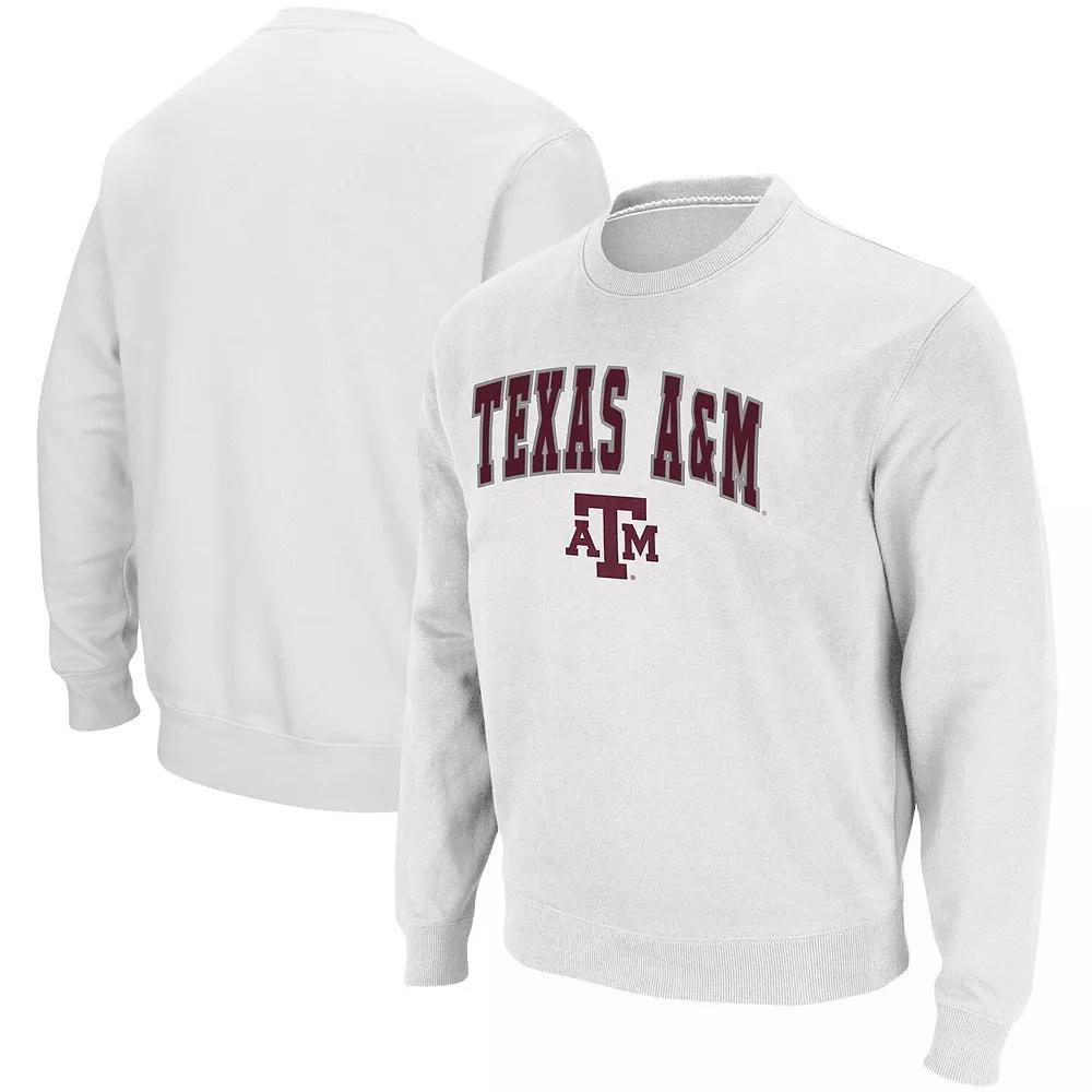 Men's Colosseum White Texas A&M Aggies Arch & Logo Tackle Twill Pullover Sweatshirt, Size: XL Product Image