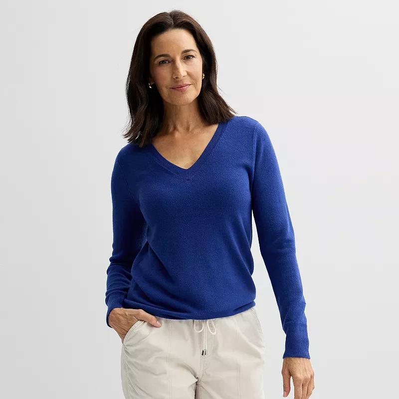 Womens Croft & Barrow The Extra Soft V-Neck Sweater Demure Purple Product Image