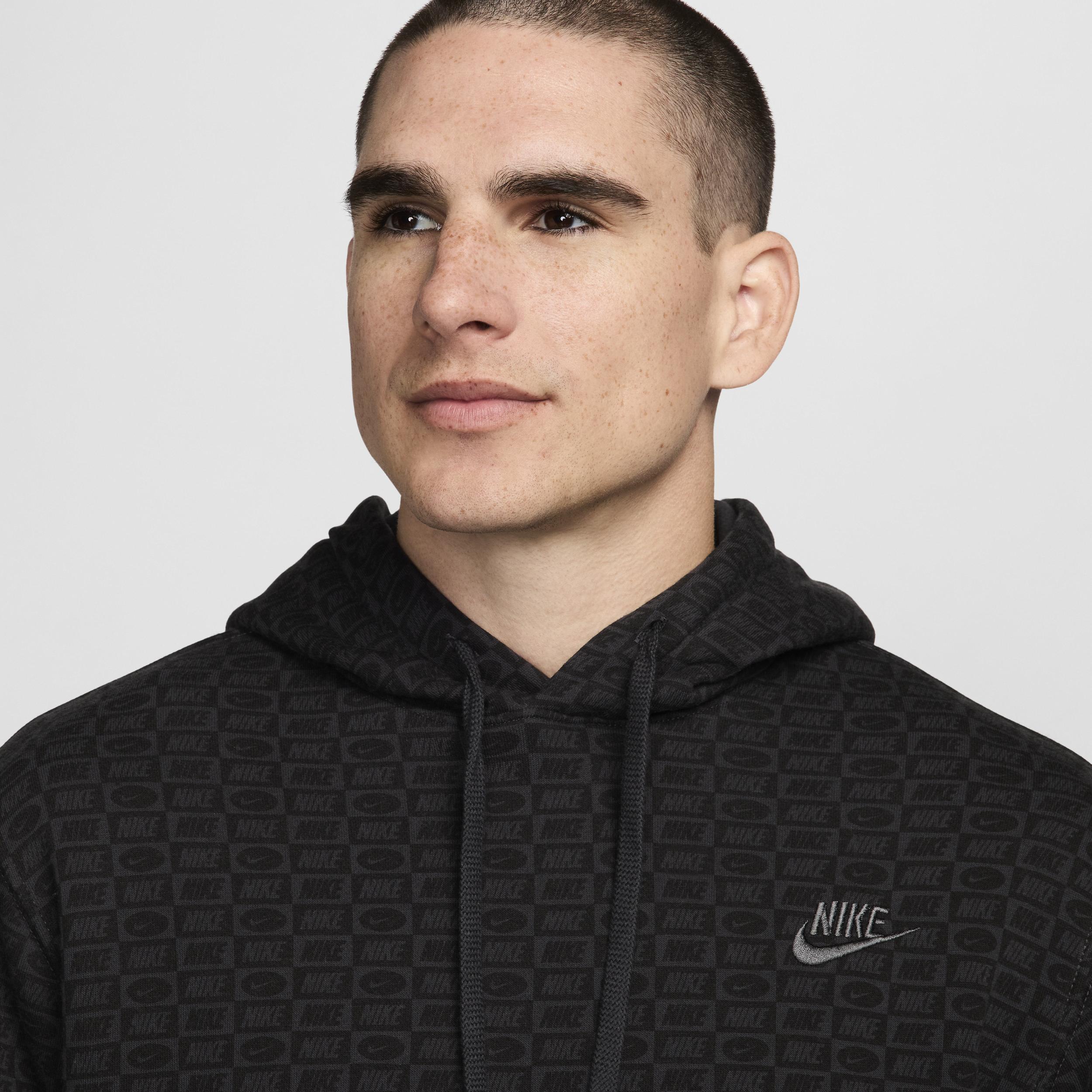 Mens Nike Sportswear Patterned Club Fleece Pullover Hoodie Product Image