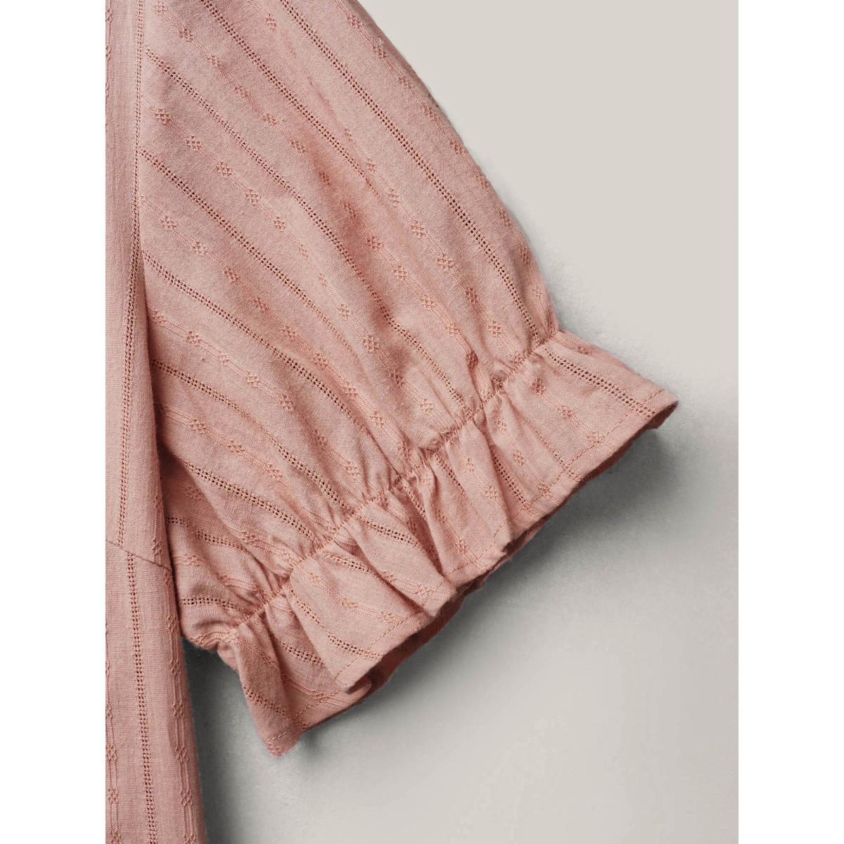 Plus Size Dirtypink Cotton Square Neck Ruffled Sleeve Shirt Women Elegant Short sleeve Square Neck Everyday Blouses BloomChic 22-24/3X Product Image