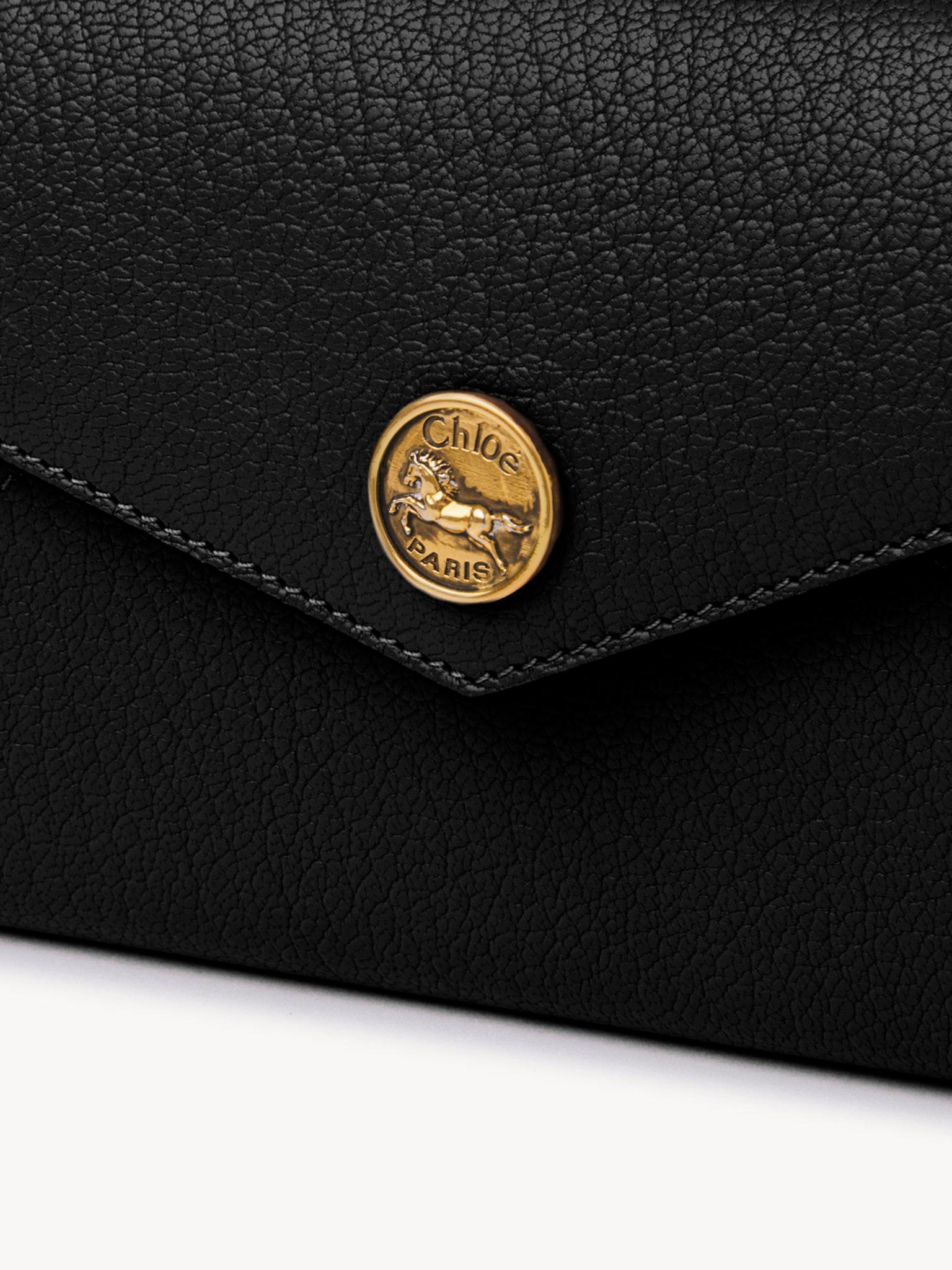 Envelope long wallet with flap in grained leather Product Image