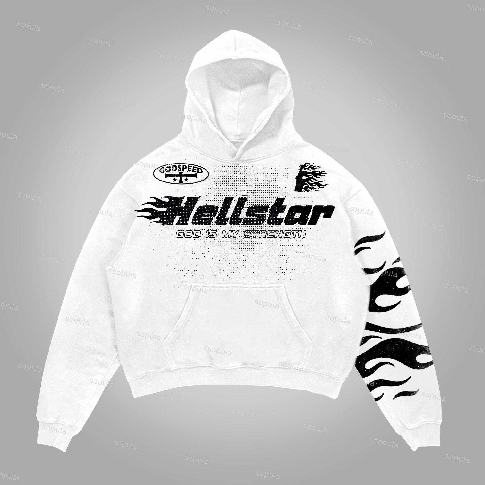 Sopula Hellstar Flame Jesus Silhouette Network Vintage Graphics Cotton Pocket Hoodie Product Image