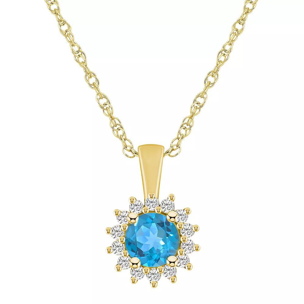Alyson Layne 14k Gold Round Amethyst & 1/4 Carat T.W. Diamond Halo Pendant Necklace, Women's, Size: 18" Product Image