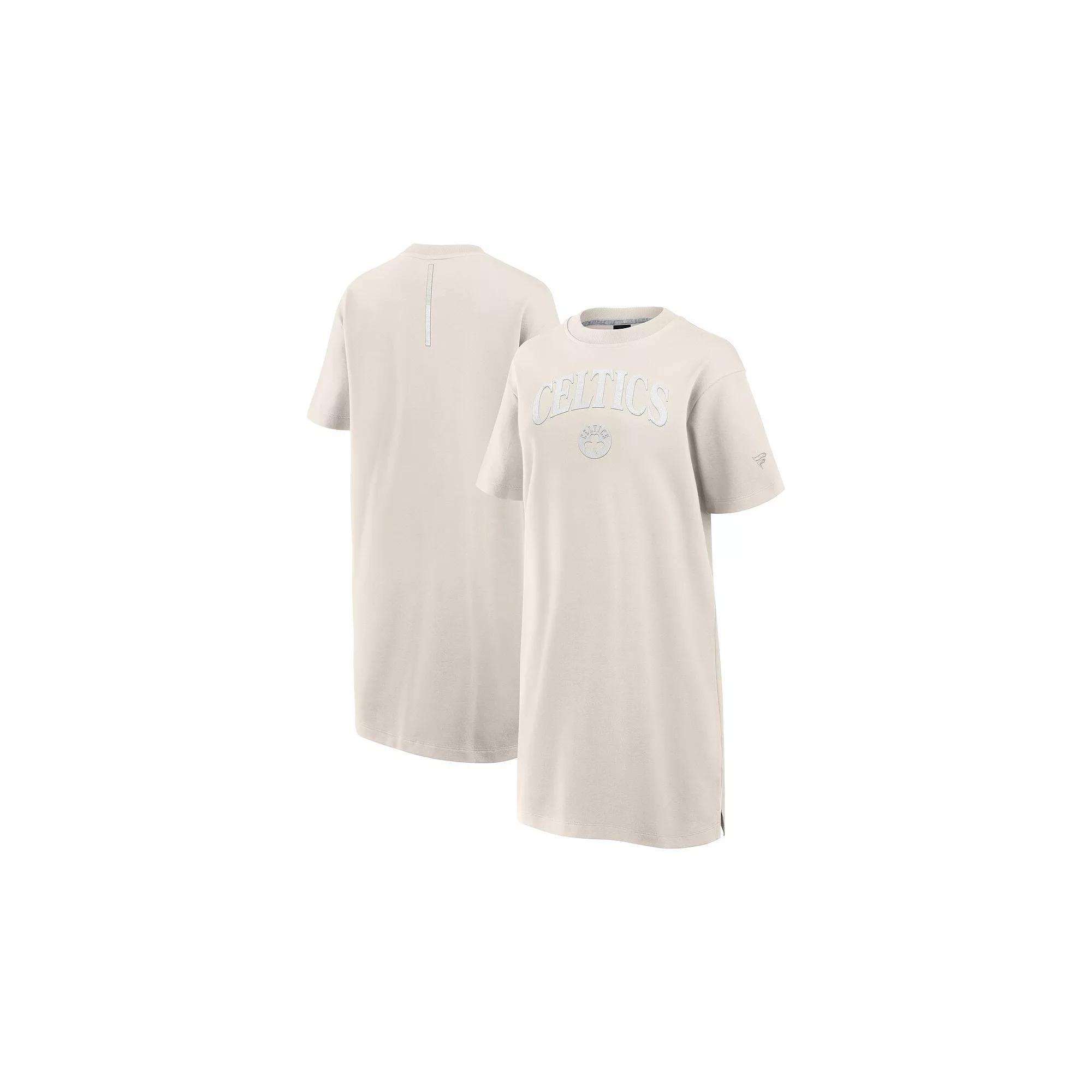 Women's Fanatics  Cream Boston Celtics Elements Go Tri-Blend T-Shirt Dress, Size: Small, Beige Product Image
