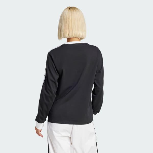adidas Adicolor 3-Stripes Regular Long Sleeve Tee Black S Womens Product Image