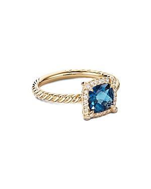 David Yurman Petite Chatelaine Pave Bezel Ring in 18K Yellow Gold with Peridot and Diamonds Product Image