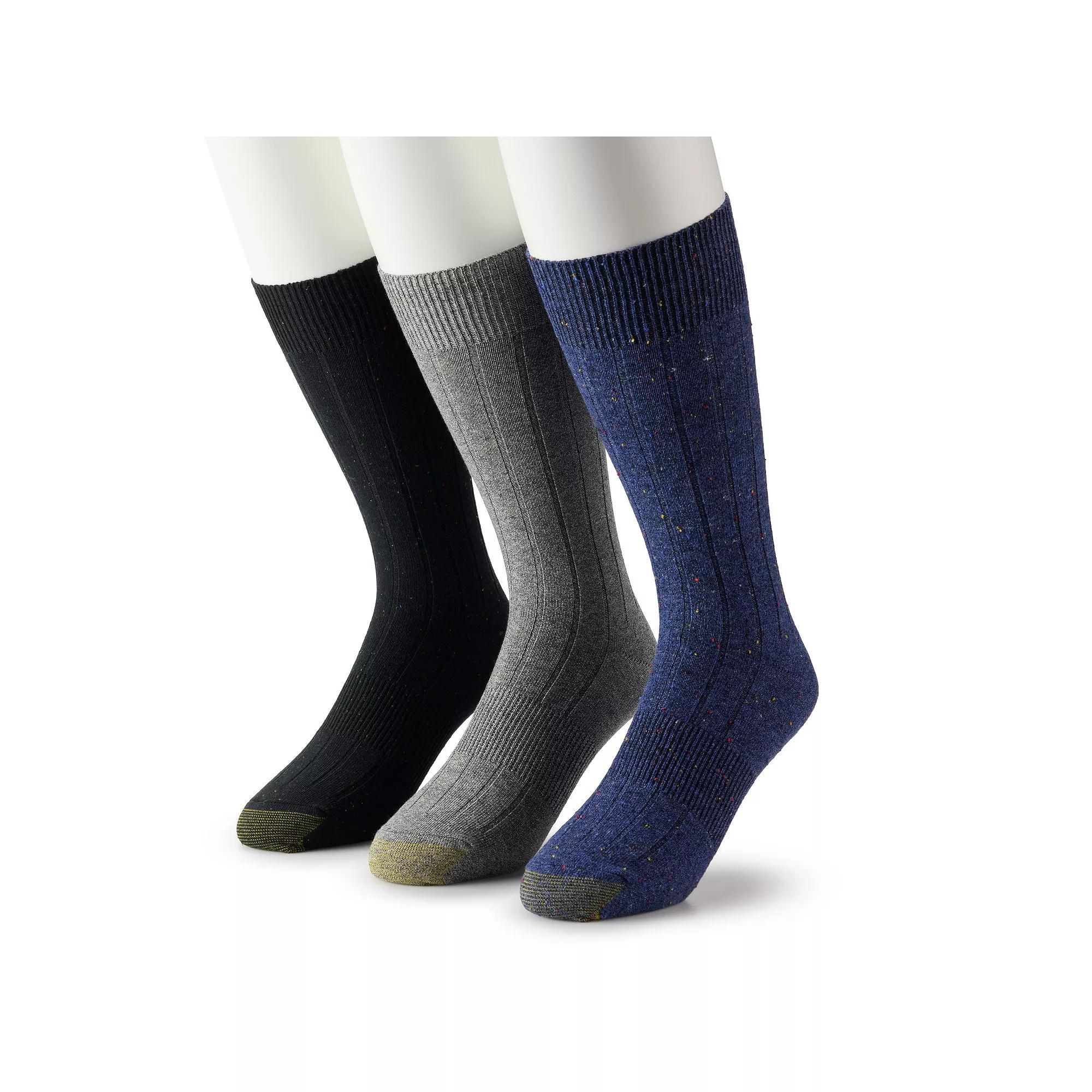 Men's GOLDTOE® 3-pack Hampton Crew Socks, Size: 6-12, Blue Nep Product Image