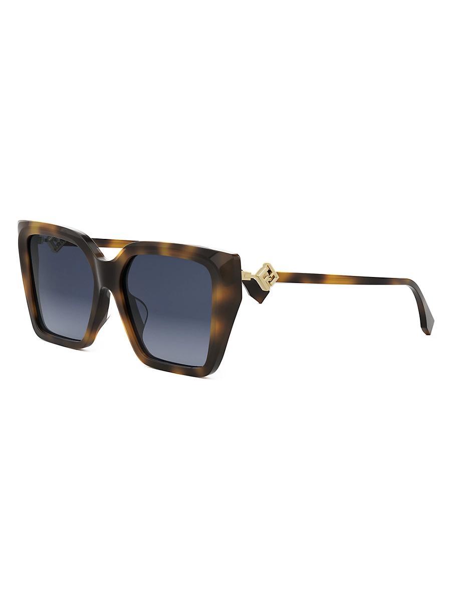 FENDI Womens FF Diamonds 54mm Square Sunglasses - Shiny Black/Gradient Smoke Product Image