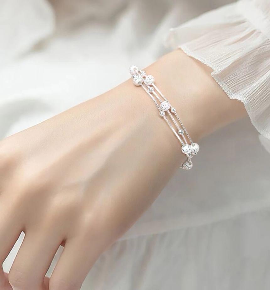 Beaded Layered Sterling Silver Bracelet Product Image