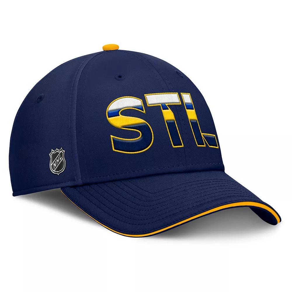 Men's Fanatics Navy/Gold St. Louis Blues Authentic Pro Rink Team Code Flex Hat, Size: Medium/Large Product Image