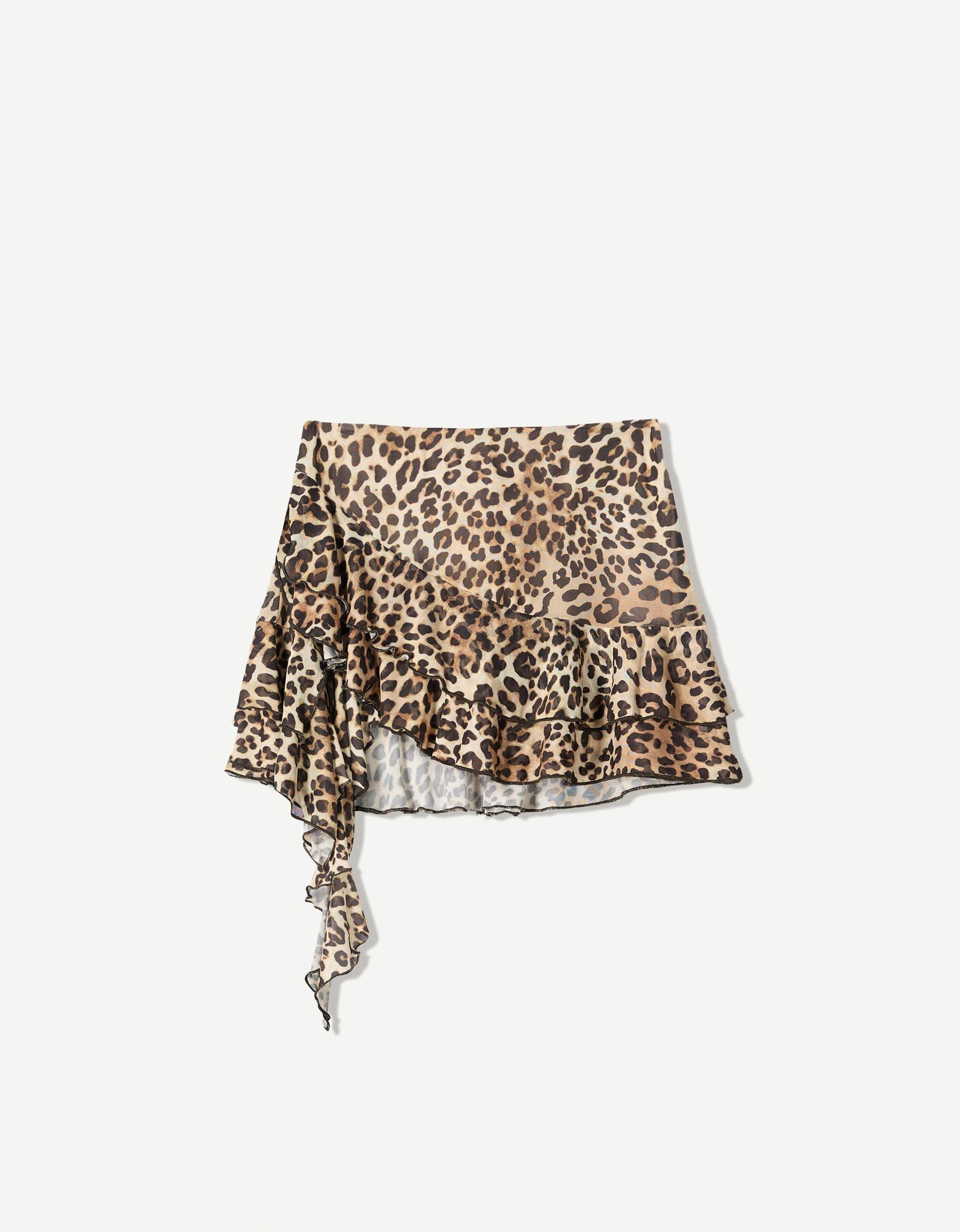 Tulle printed mini skirt with ruffles Product Image