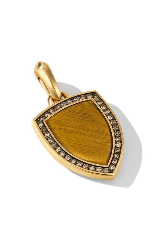 David Yurman Shield Amulet Pendant in 18K Yellow Gold with Tigers Eye and Pave Cognac Diamonds Product Image