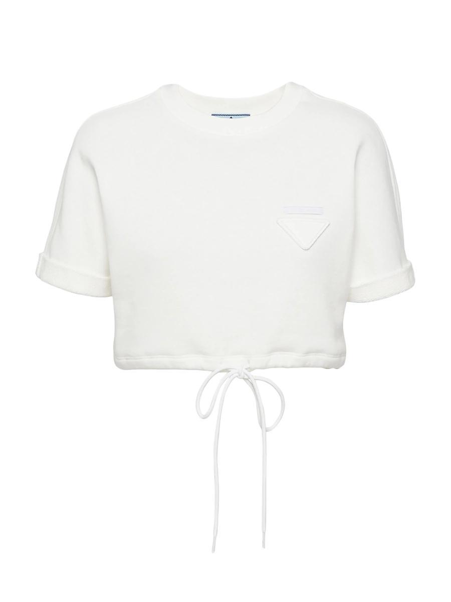 Womens Cropped Cotton Fleece T-Shirt Product Image