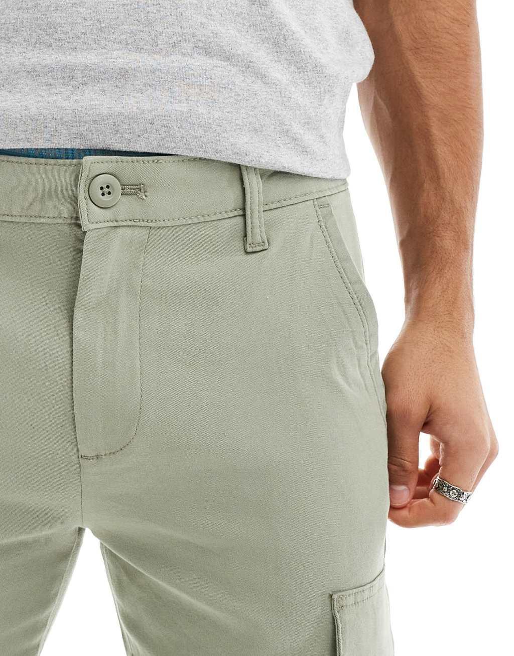 ASOS DESIGN skinny cargo pants in sage green Product Image