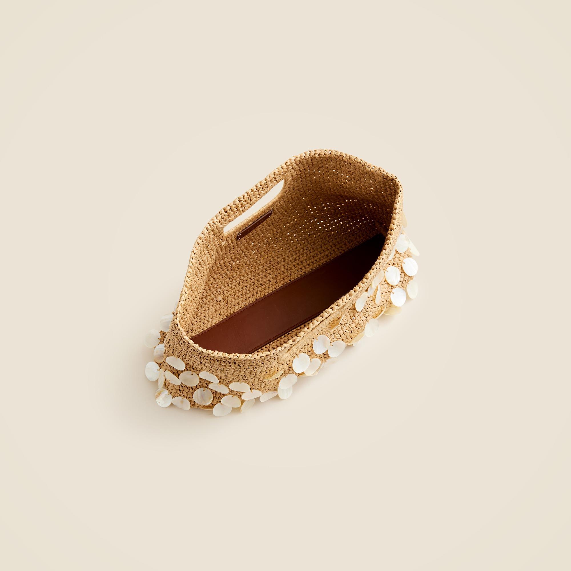 Handknotted straw rectangular clutch with paillettes Product Image