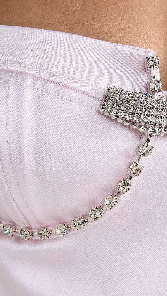 Self Portrait Pink Satin Diamante Mini Dress | Shopbop Product Image