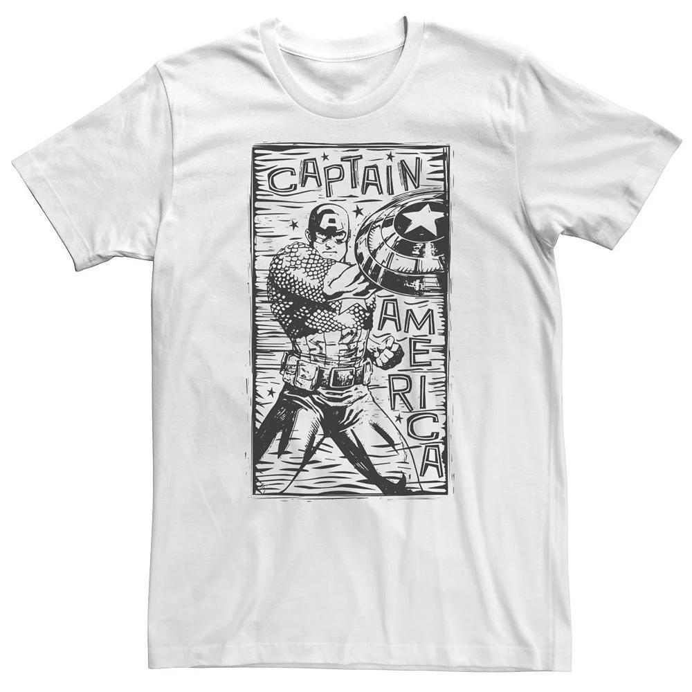 Big & Tall Marvel Captain America Woodcut Blue Portrait Tee, Men's, Size: XL Tall, White Product Image