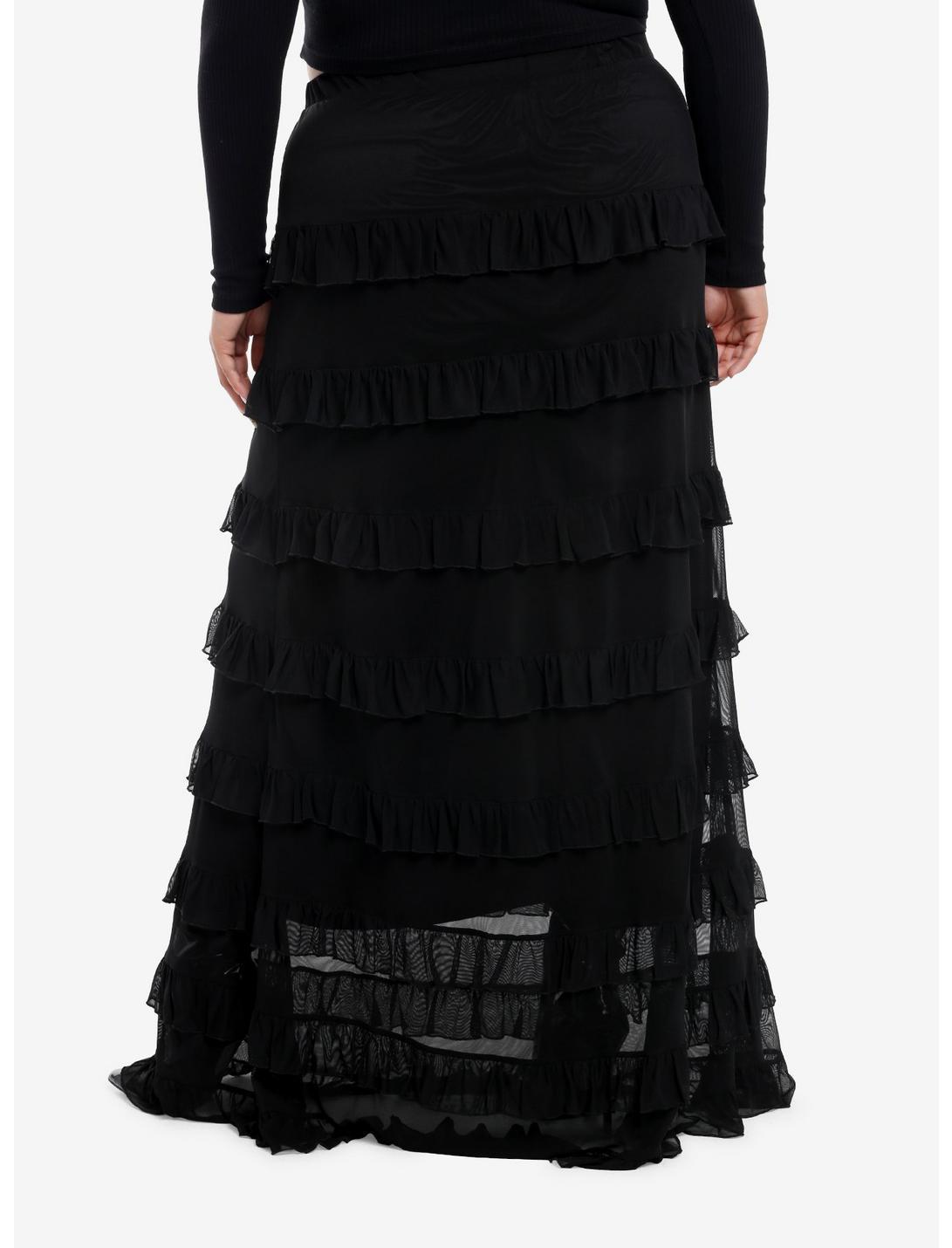 Social Collision Black Mesh Tiered Maxi Skirt Plus Size Product Image