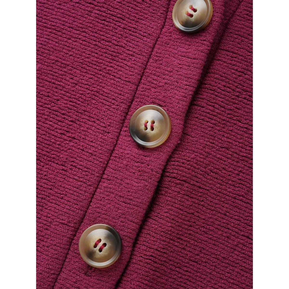 Plus Size Solid Button Up Hooded Drawstring Sweatshirt Women RedViolet Casual Texture Hooded Everyday Sweatshirts BloomChic 14-16/1X Product Image