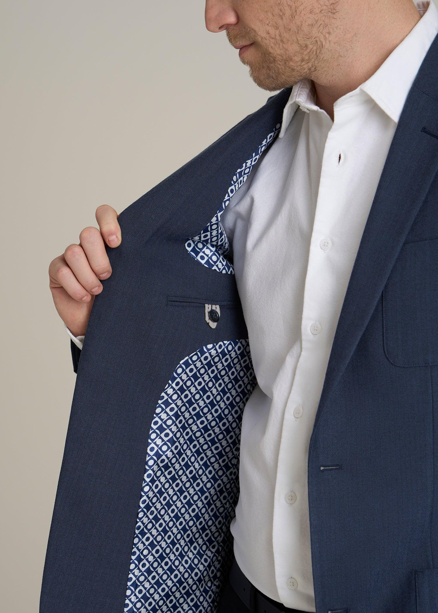 Men's Tall Core Blazer in Navy Blue Herringbone Product Image