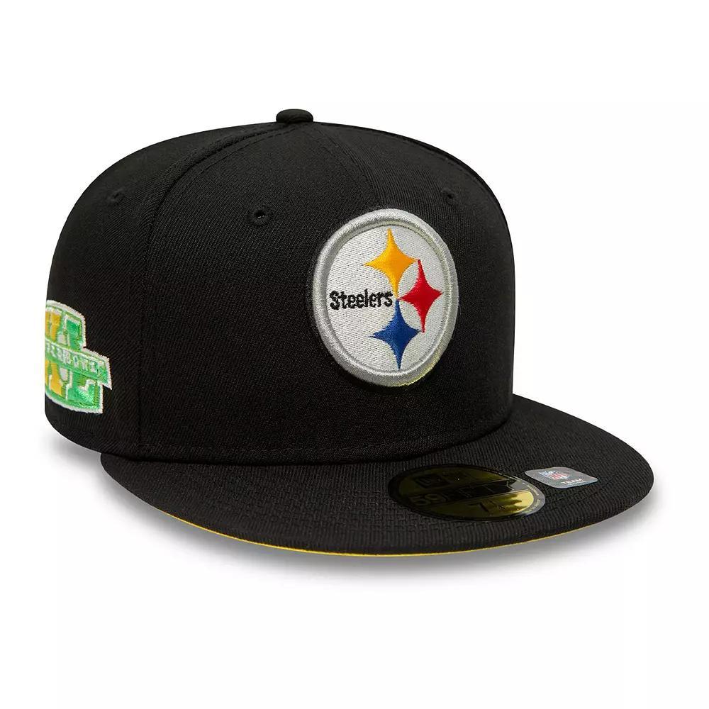 Men's New Era Black Pittsburgh Steelers Super Bowl XL Citrus Pop 59FIFTY Fitted Hat, Size: 7 3/8 Product Image