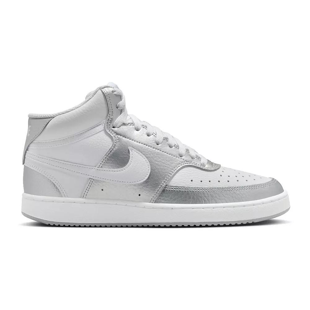 Nike Court Vision Mid-Top Women's Shoes, Size: 6.5, White Grey Silver Product Image