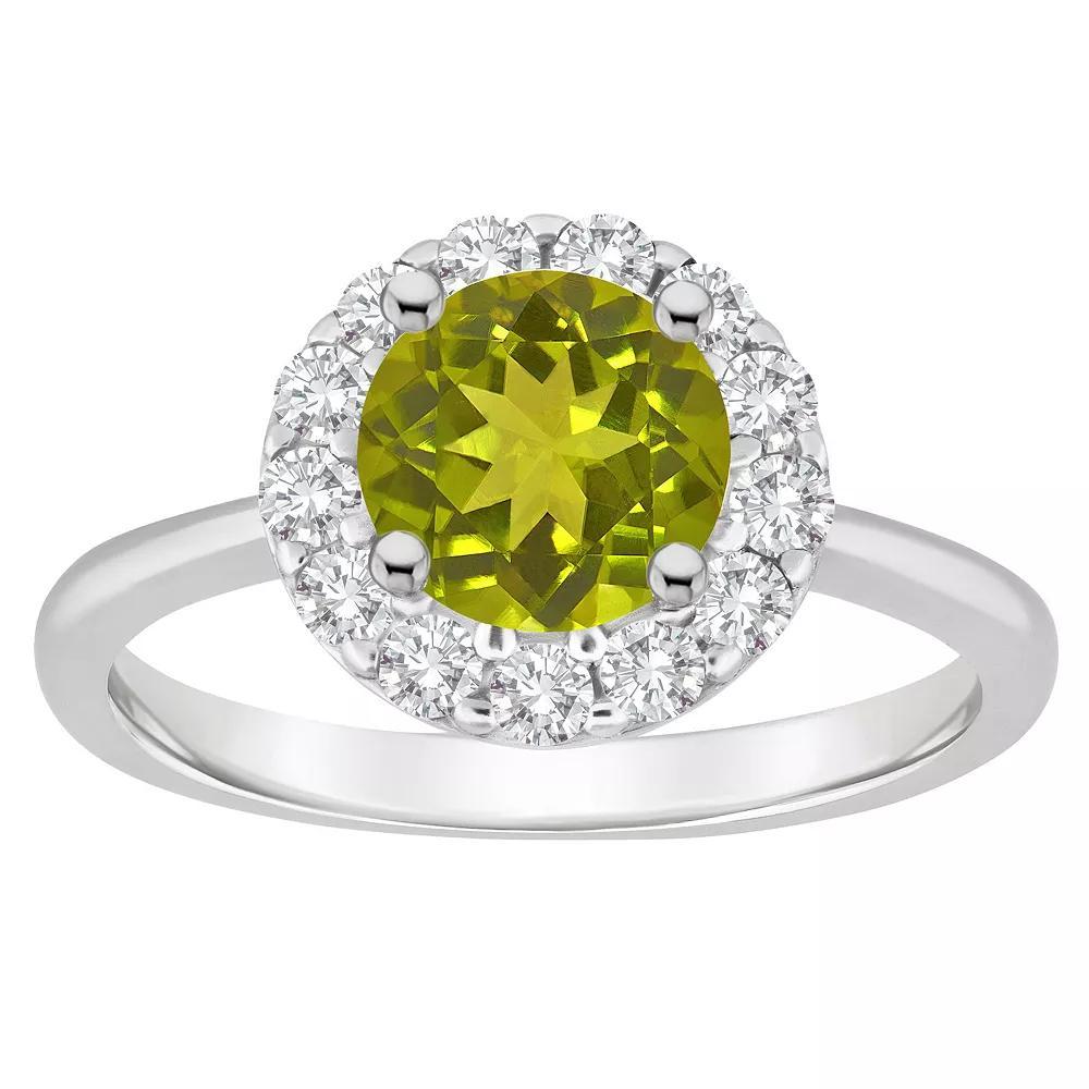 Celebration Gems Sterling Silver Gemstone Halo Ring, Women's, Size: 7, Peridot Product Image