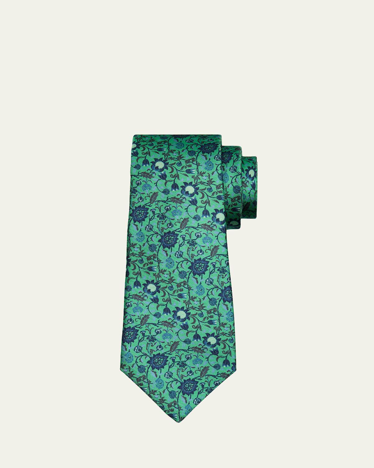 Mens Floral Paisley Silk 7-Fold Tie Product Image