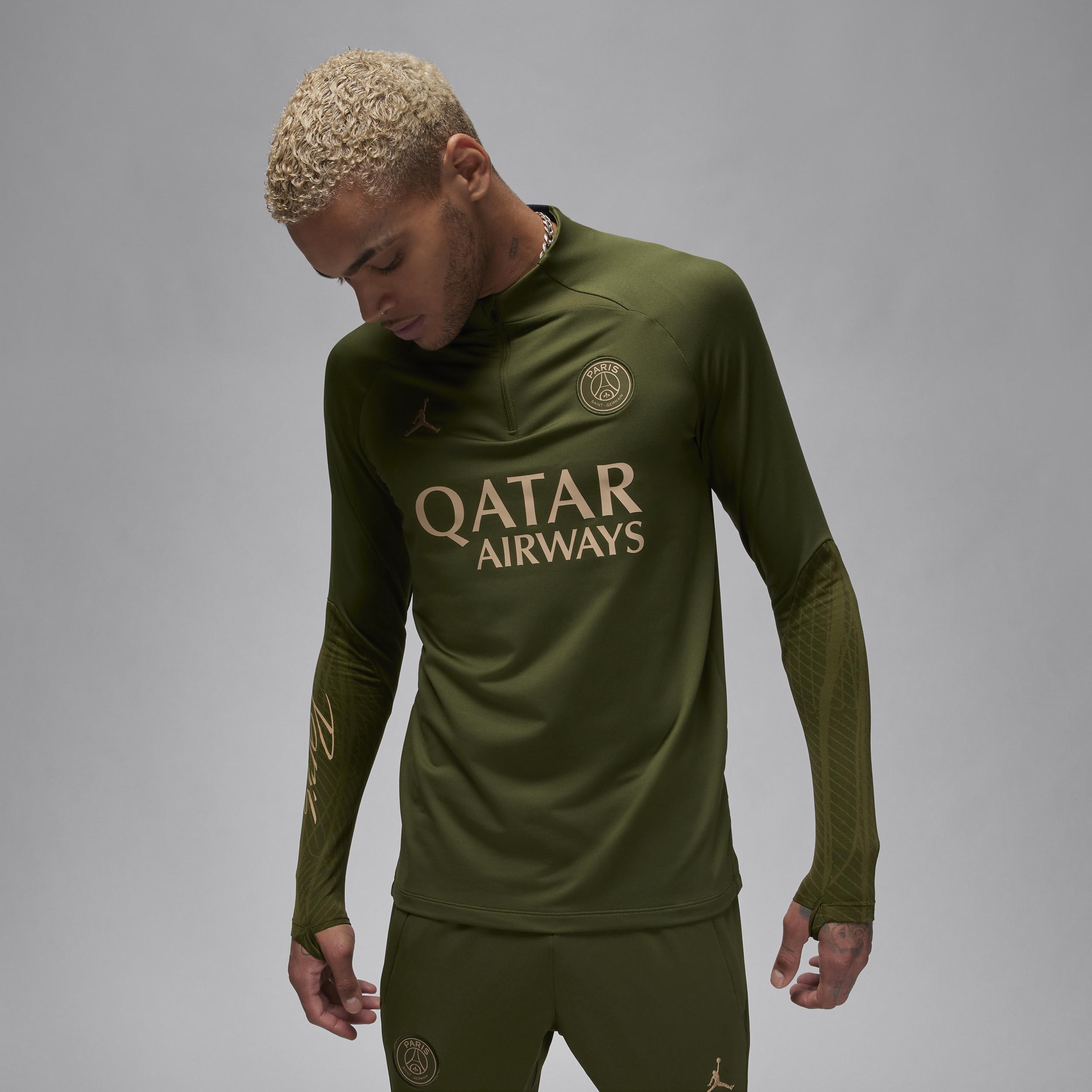 Mens Jordan Olive Paris Saint-Germain 2023/24 Fourth Strike Drill Performance Quarter-Zip Long Sleeve Top Product Image