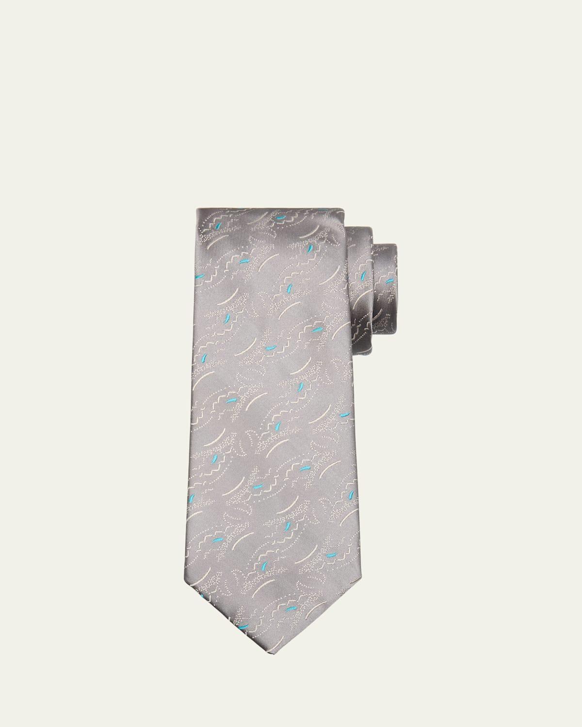 Mens Doodle Line Woven Silk Tie Product Image