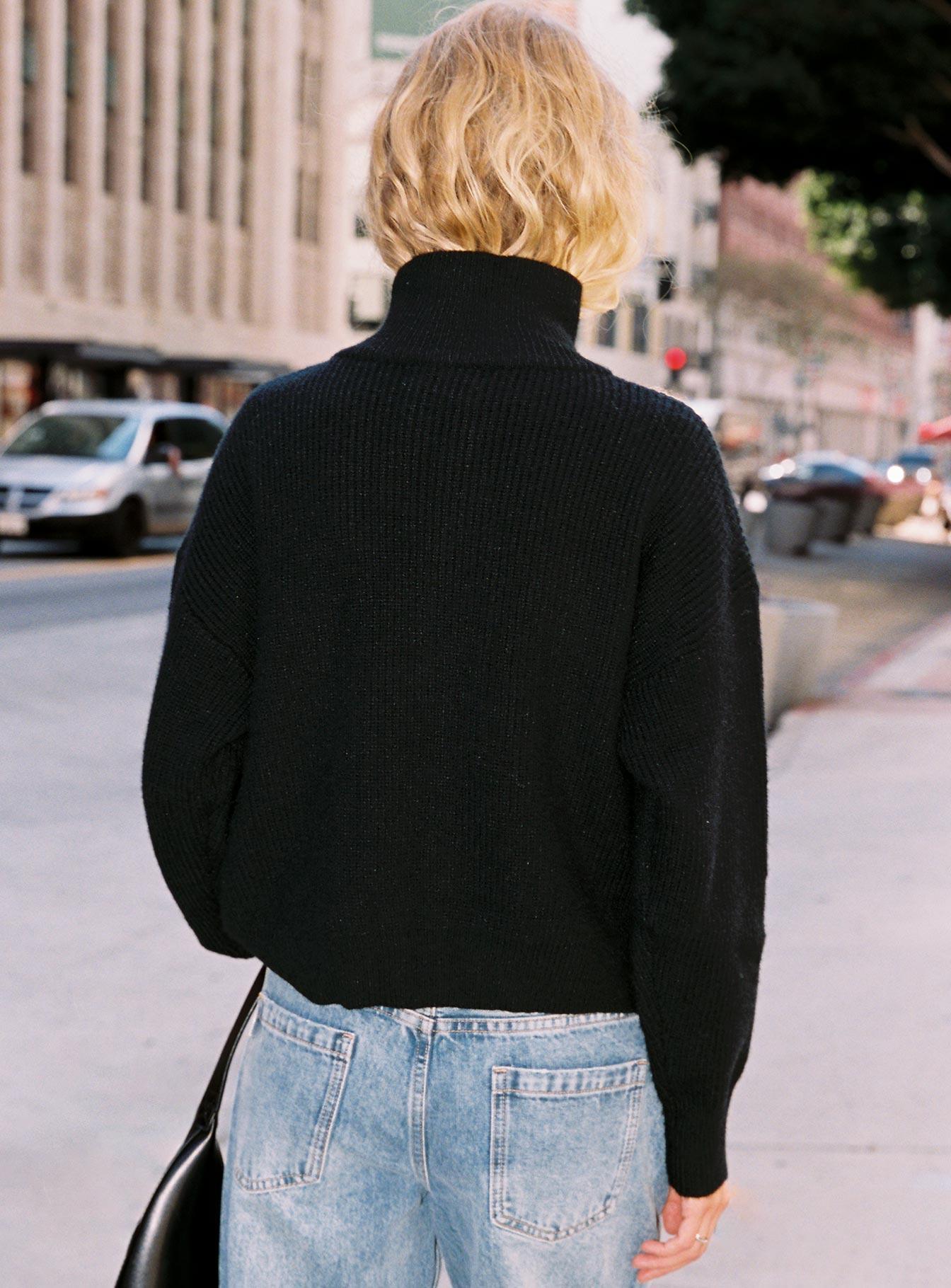 Too Busy Zip Up Sweater Black Product Image