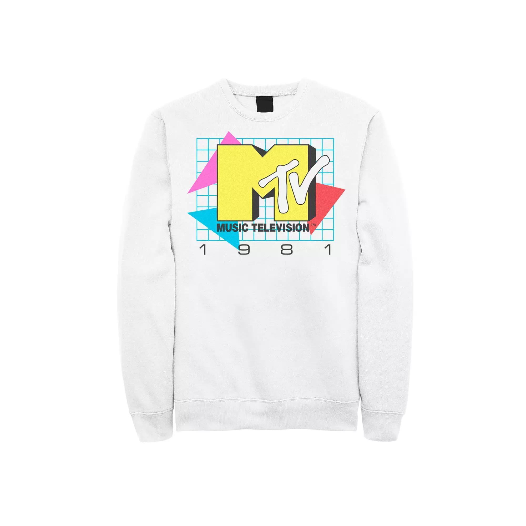 Men's MTV Music Television 1981 Logo Graphic Sweatshirt, Size: Large, White Product Image
