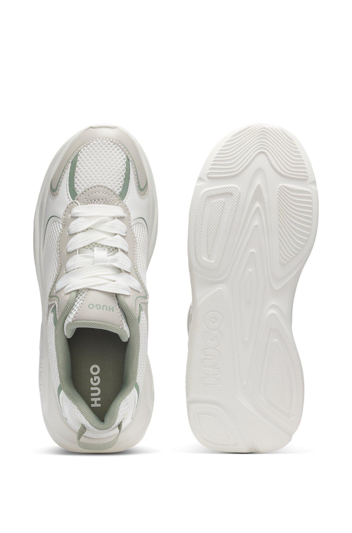 HUGO - Mesh-detail trainers with rear pull loop - White Product Image