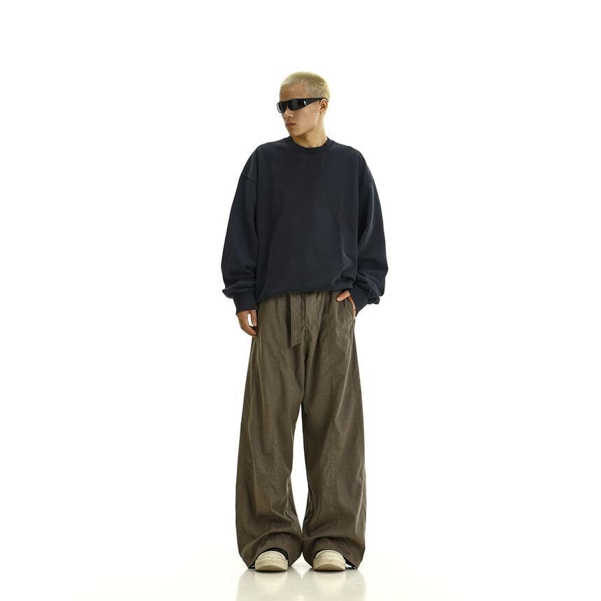 Mid Rise Plain Straight Leg Pants Product Image