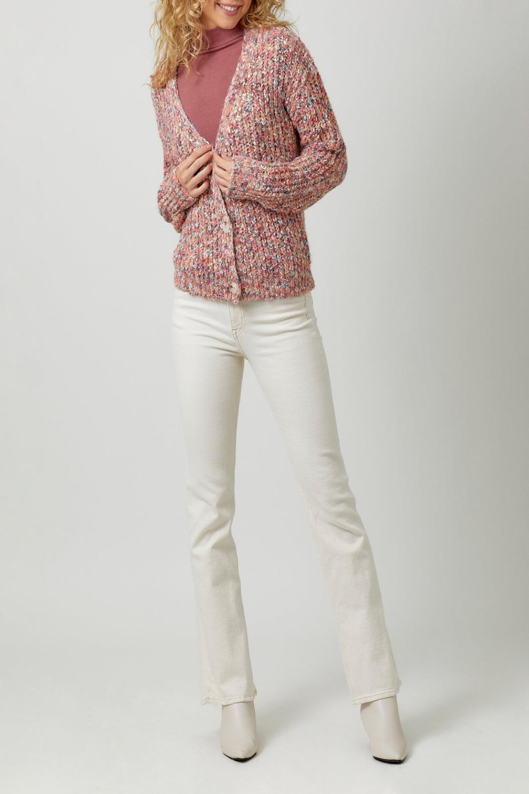 Mixed Yarn Sweater Cardigan Product Image