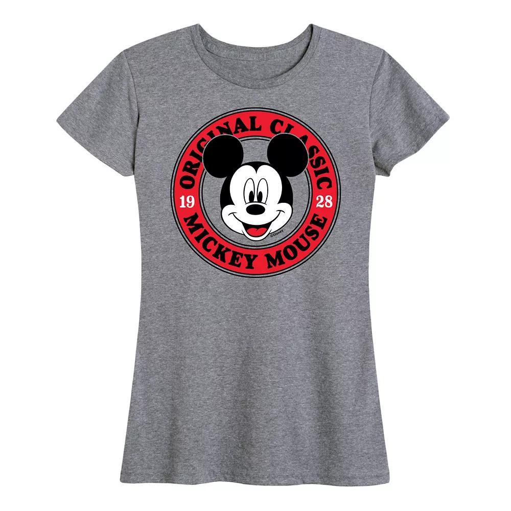 Disneys Mickey Mouse Womens Original Classic Graphic Tee Grey Royal Blue Product Image