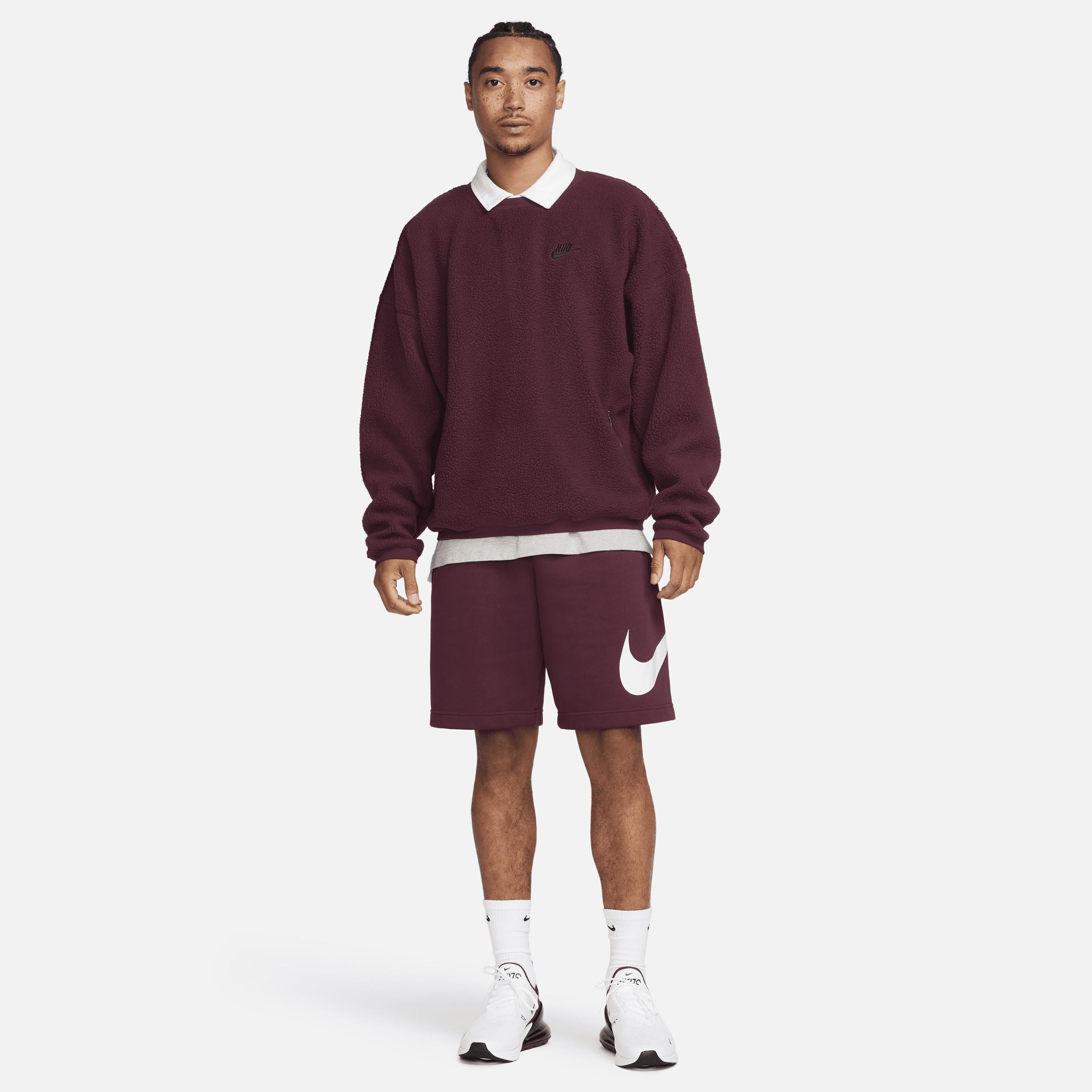 Nike Mens Club Plus Sherpa Winter Crew - Maroon/Black Product Image