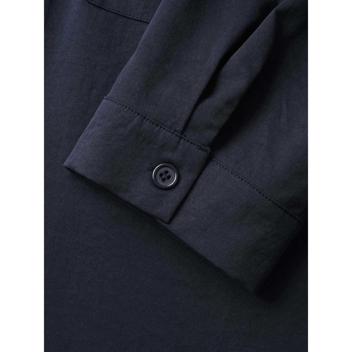 Plus Size Shirt Collar Belted Arc Hem Dress DarkBlue Women At the Office Belted Shirt collar Elbow-length sleeve Curvy BloomChic 12/L Product Image