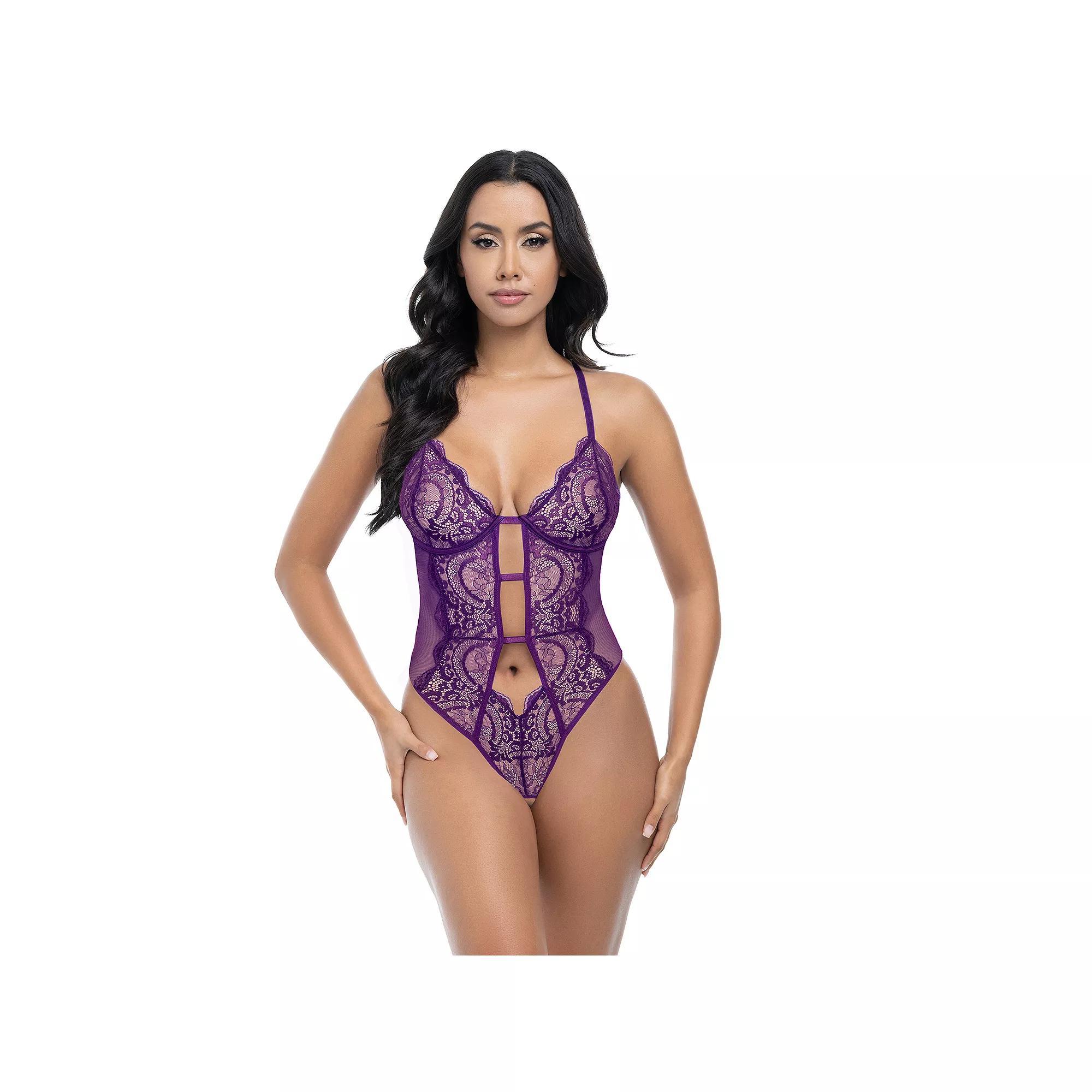 Women's Oh La La Cheri Carmen Teddy Lingerie 51-12053, Size: Large-XL, Imperial Purple Product Image