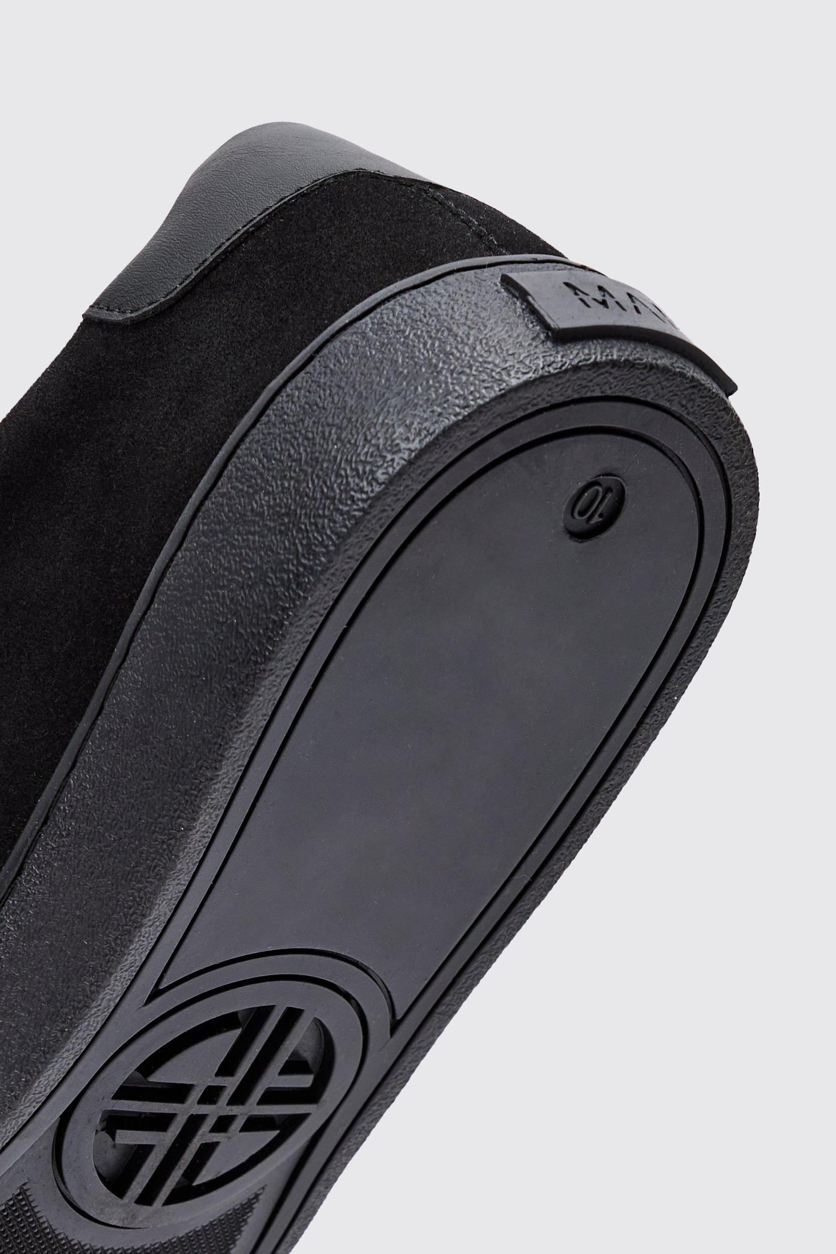 Faux Suede Sneakers In Black | boohooMAN USA Product Image