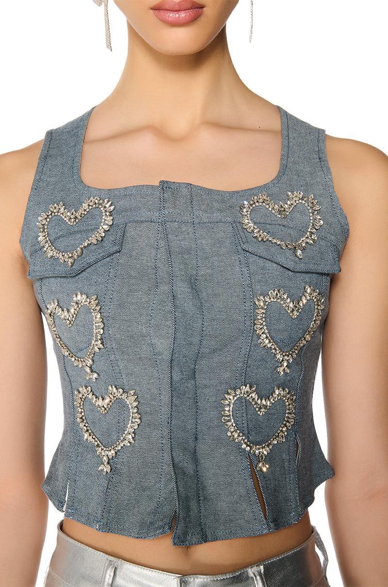 HEART ON DENIM VEST Product Image