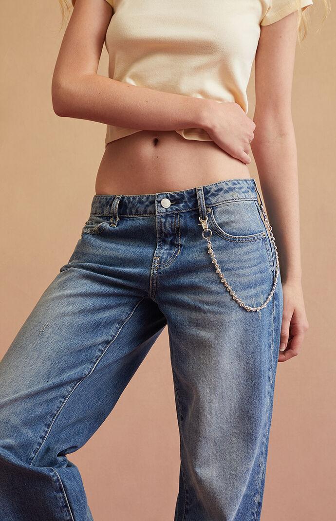 Medium Blue Low Rise Girlfriend Jeans Product Image