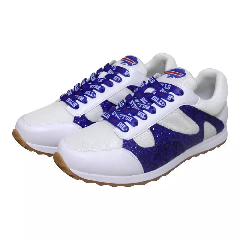 Women's Cuce  White Buffalo Bills Glitter Sneakers, Size: 8 Product Image